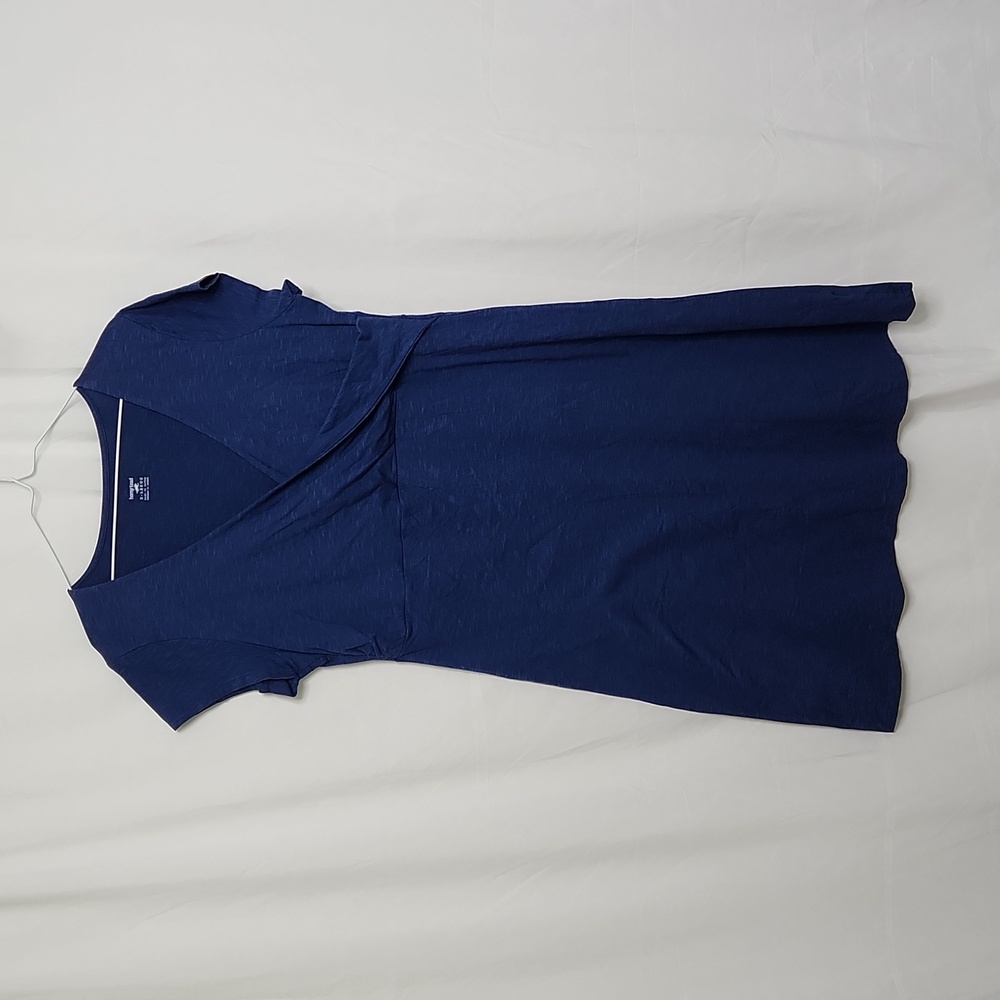 Horny Toad (Toad & Company) Womens Dress XL Blue Cotton V-neck Short Sleeve Knee
